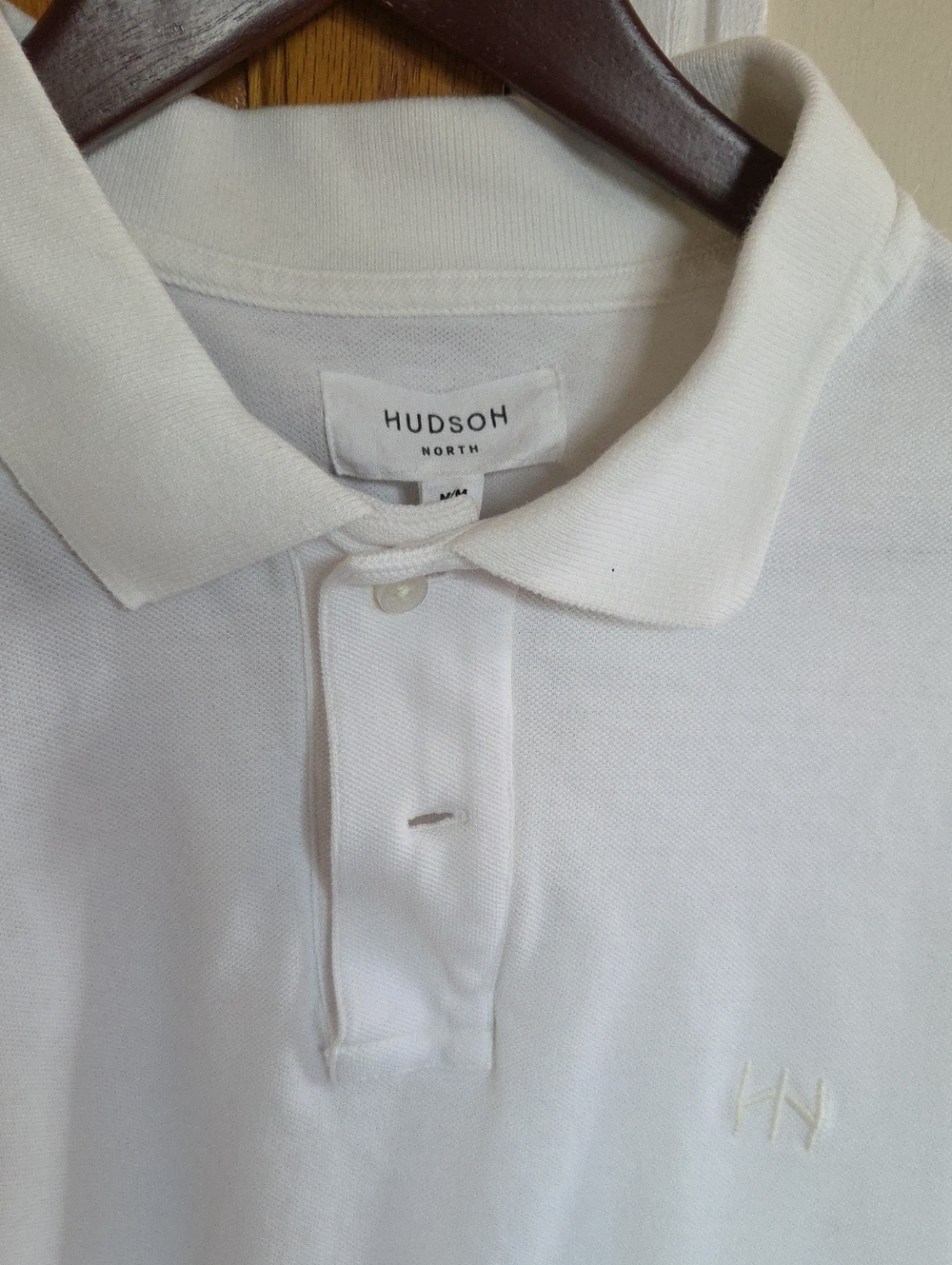 Hudson North White Pique 100% Cotton Polo with Subtle Logo